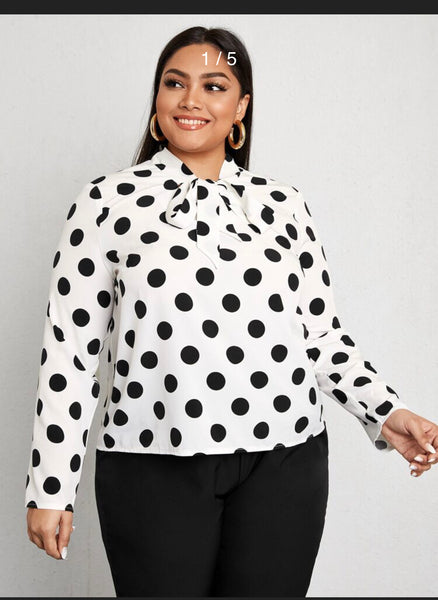 Polkadot bow tie blouse